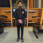 Men's Luxury Black Bandhgala Prince Coat 2-Piece Suit For Premium Groom