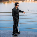 Men's Luxury All Black 3-Piece Suit with Shawl Lapel