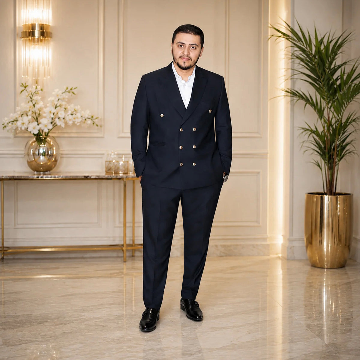 Midnight Blue Superfine Australian Wool Suit Worn by Mr. Kamran Javaid