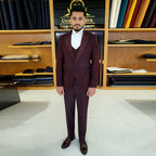 Men's Luxury Maroon Embellished 3-Piece Tuxedo Suit