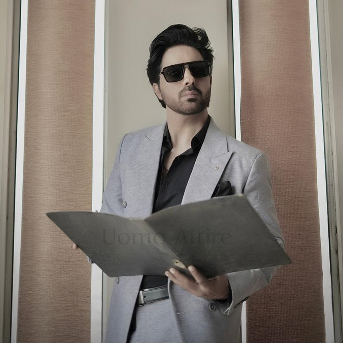 Men's Luxury Light Grey 2-Piece Suit (Worn by Pakistani Actor Asim Mehmood)