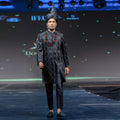 Men's Luxury Black Crystal-Embroidered Sherwani with Groom Turban & Mala