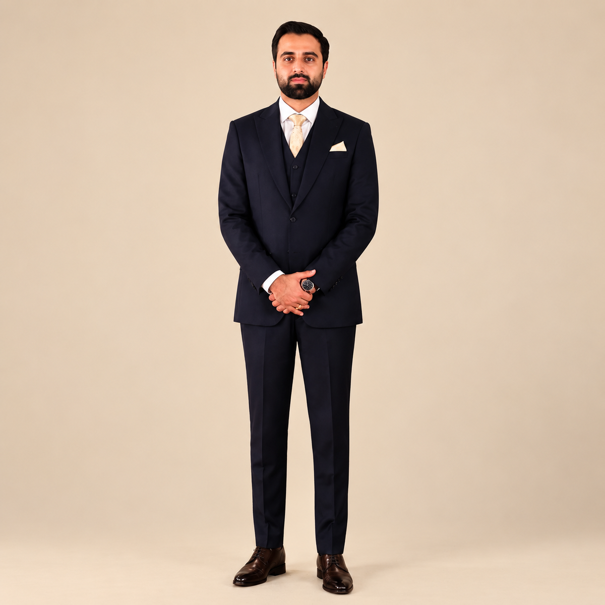 Our Valued Client Wear Men's Luxury Navy Blue 3-Piece Suit