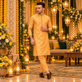 Luxurious Flower-Embroidered Kurta Pajama for Groom