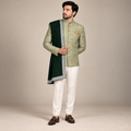 Pistachio Green Fully Embroidered Prince Coat for Men