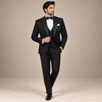 MEN'S BLACK LUXURY HAND-EMBELLISHED TUXEDO FOR WEDDINGS