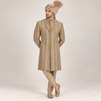 ZAR E NAWAB SHAMPAING GOLDEN EMBALISHED SHERWANI