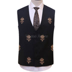 Bespoke honey bee black custom embellished 3 piece suit with same fabric vest | Best Wedding Suit for Groom