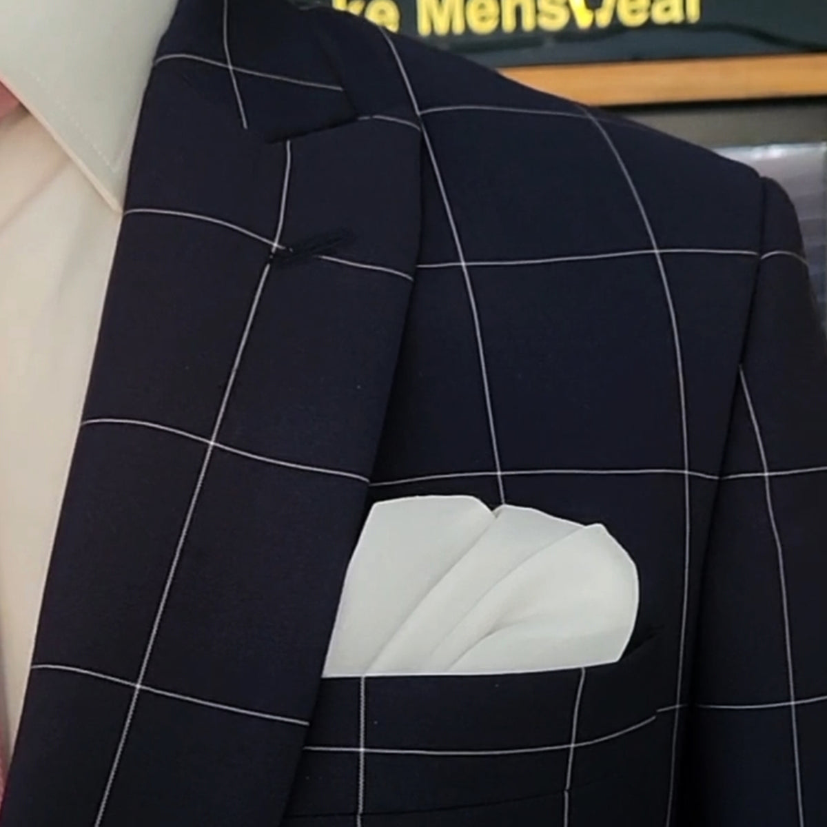 Men's Luxury Navy Blue Plaid 2-Piece Suit