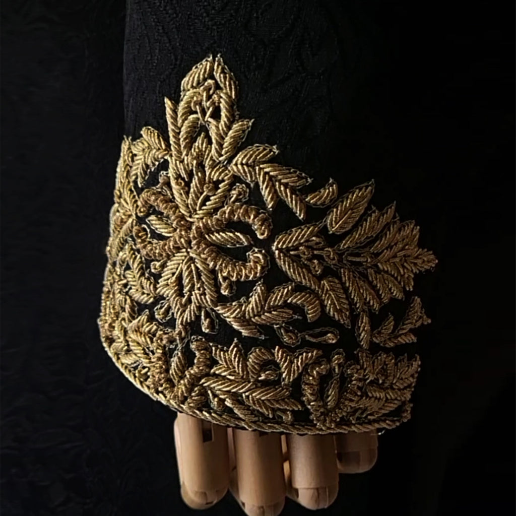 Men's Luxury Black Heavy Gold Embroidered Sherwani