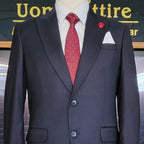 Men's Luxury Navy Blue Plaid 3-Piece Suit