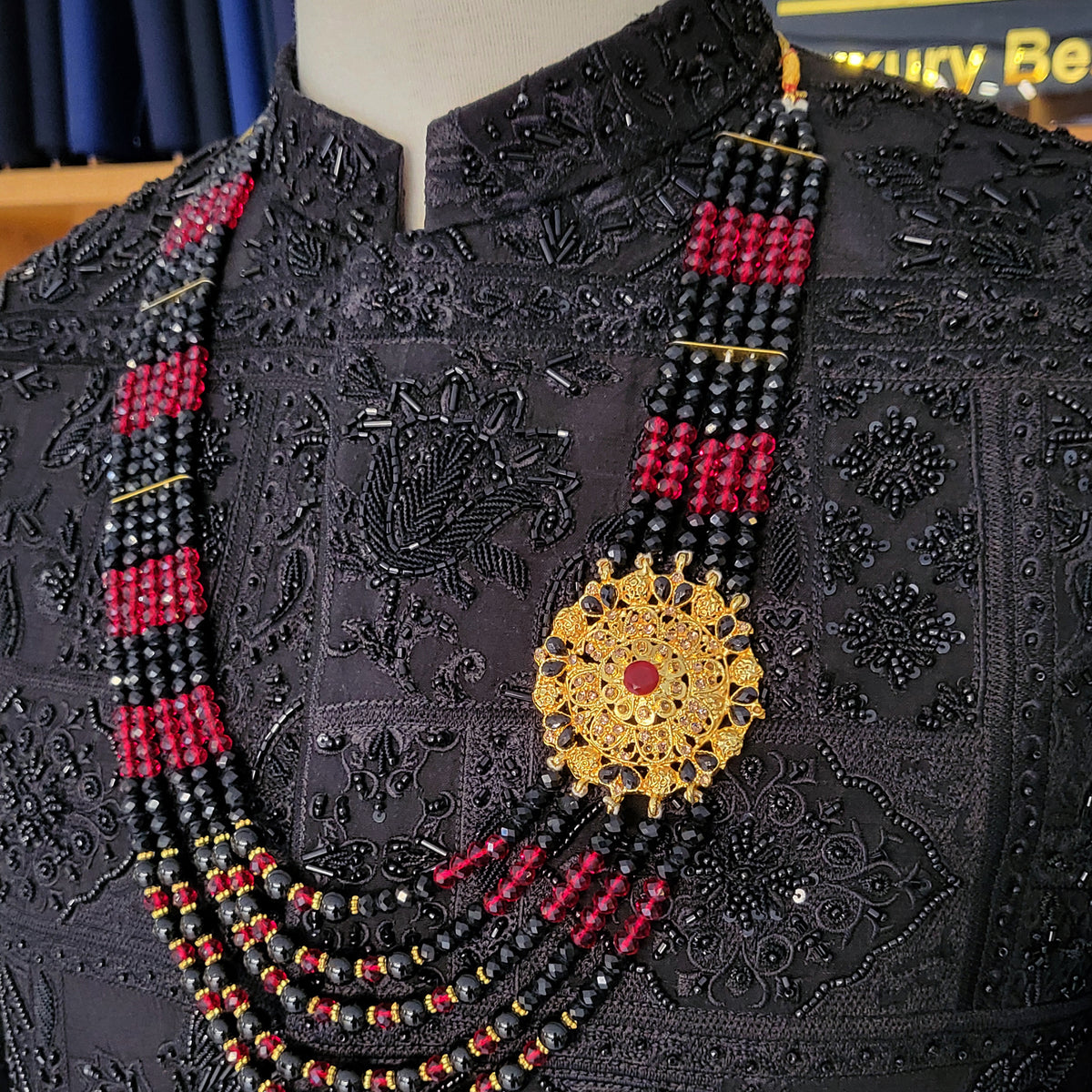 Men's Luxury Black Heavy Embellished Sherwani