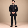 Tailormade imported jamawar black prince coat for smart look
