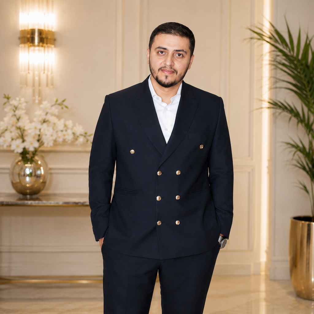 Midnight Blue Superfine Australian Wool Suit Worn by Mr. Kamran Javaid
