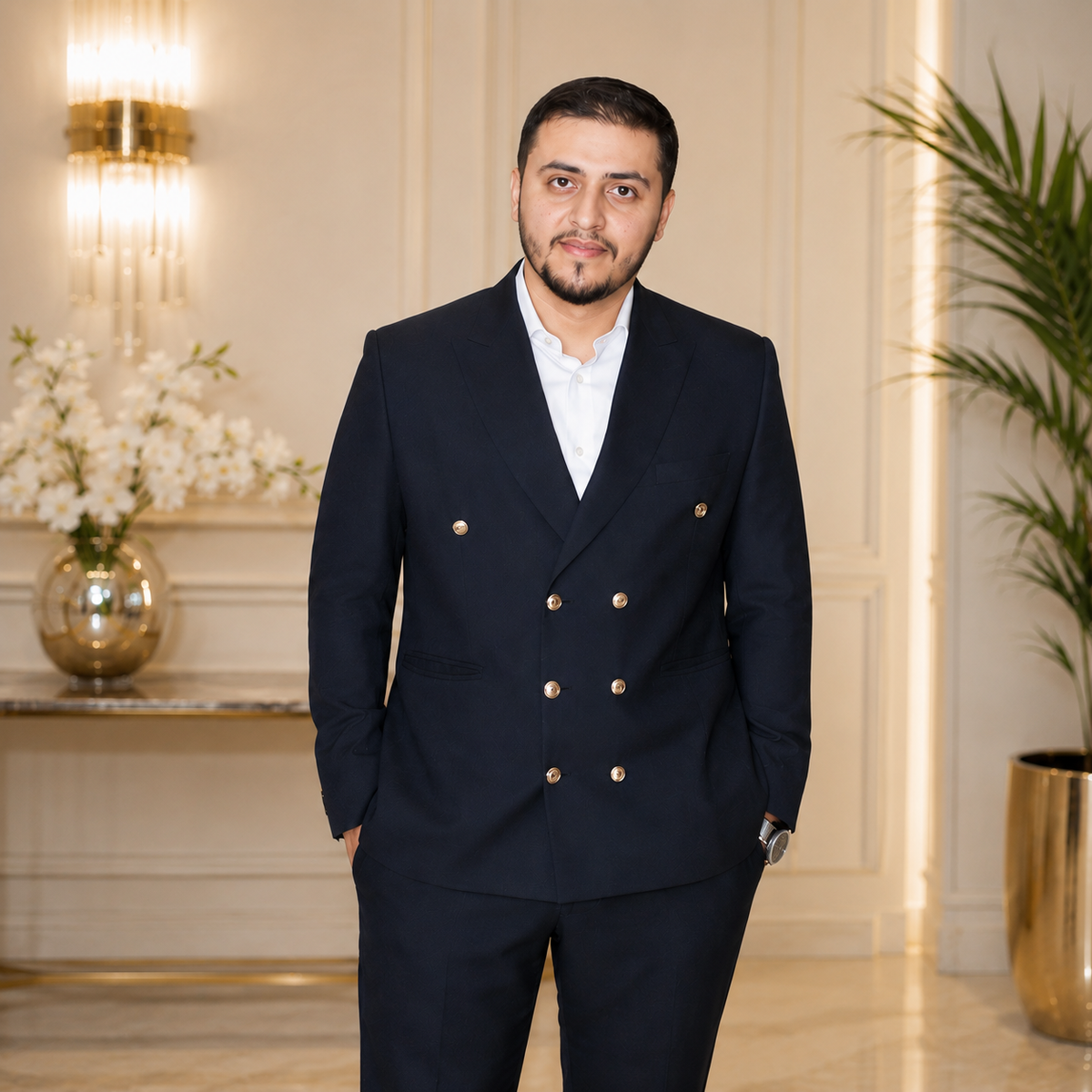 Midnight Blue Superfine Australian Wool Suit Worn by Mr. Kamran Javaid