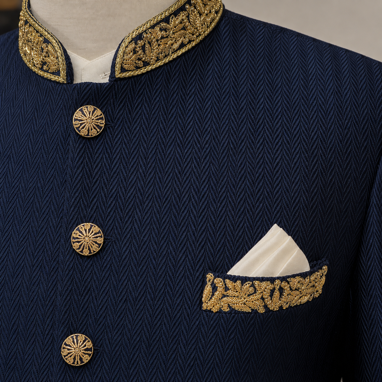 
                  
                    Midnight Blue Jodhpuri Jacket for Men in Hand Embellished
                  
                