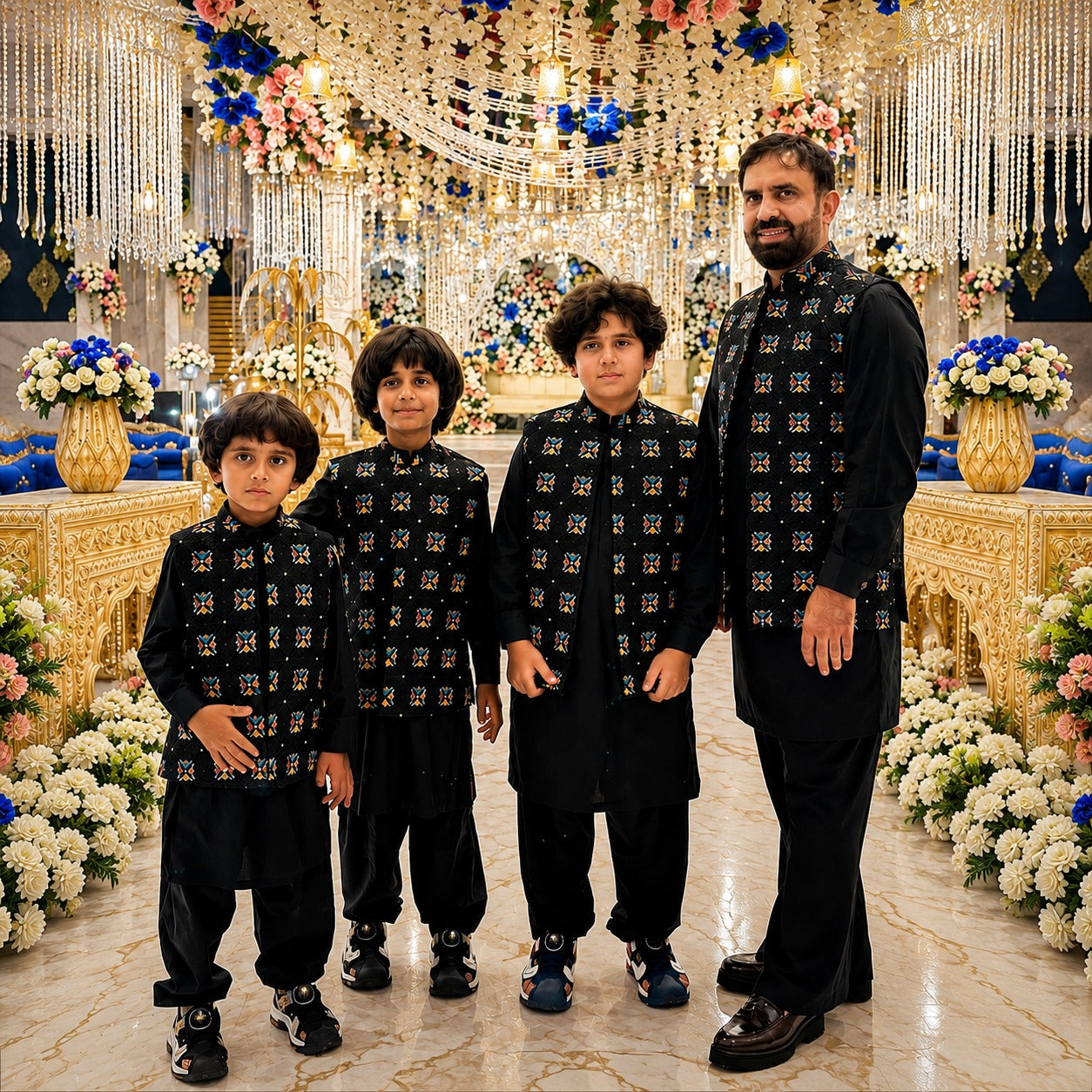 
                  
                    Black Multicolor Embroidered Waistcoat with Hand Embellishment work Worn by Mr. Waqas
                  
                