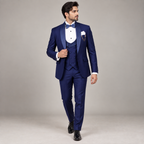 Custom designer blue tuxedo 3 piece suit