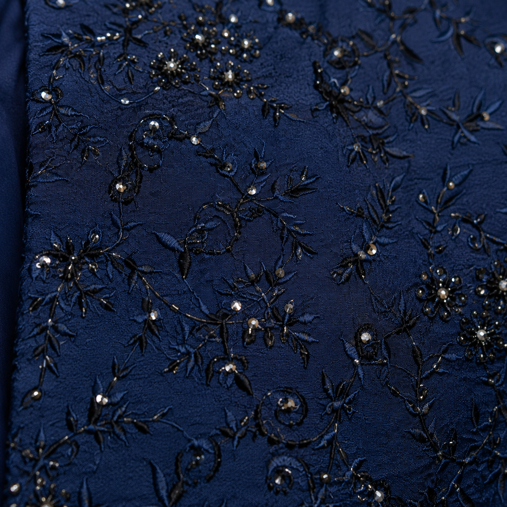 Navy Blue Prince Coat for men in Multicolor Hand Embellished