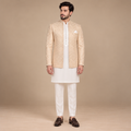 Off-White Embroidered Prince Coat for Men