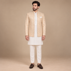 Off-White Embroidered Prince Coat for Men