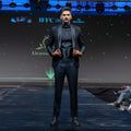 Men's Luxury Black Embellished Shoulder Tuxedo with Cummerbund & Bow Tie