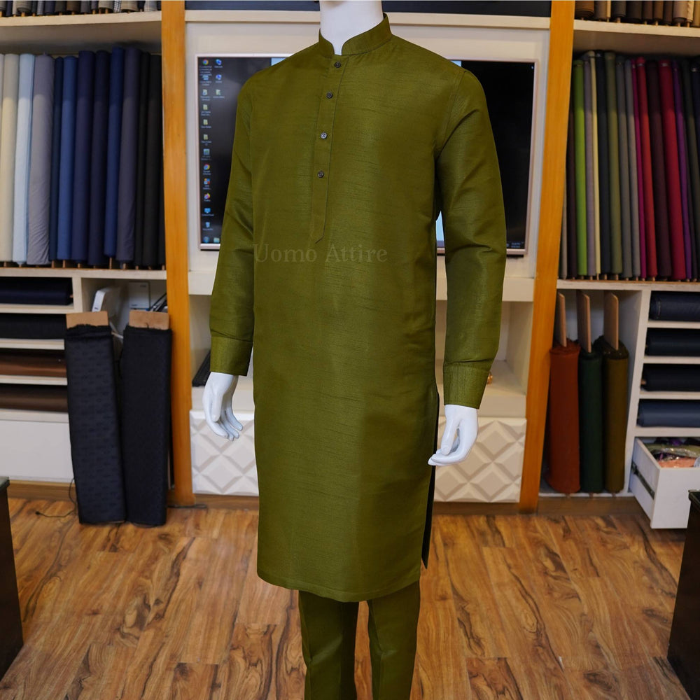 Mehndi Cotton Kurta Pajama 236441