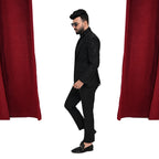 Men's Luxury Black Embellished 3-Piece Tuxedo with Hand-Beaded Lapel & Shoulders