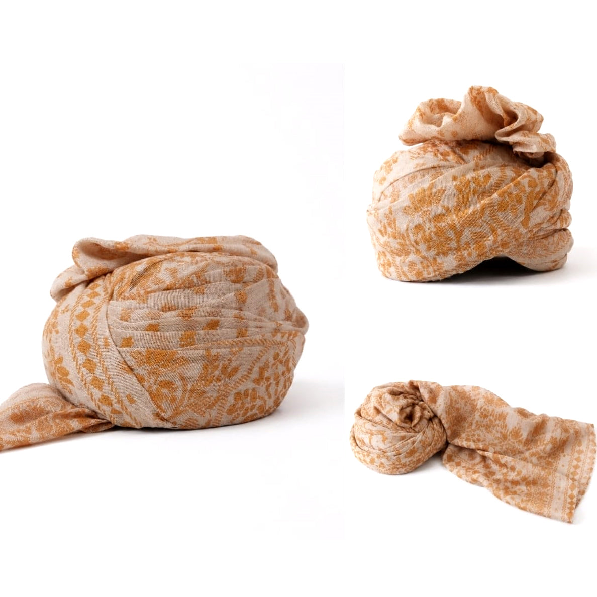 
                  
                    Self-Printed Cotton Net Turban for Men in Beige
                  
                