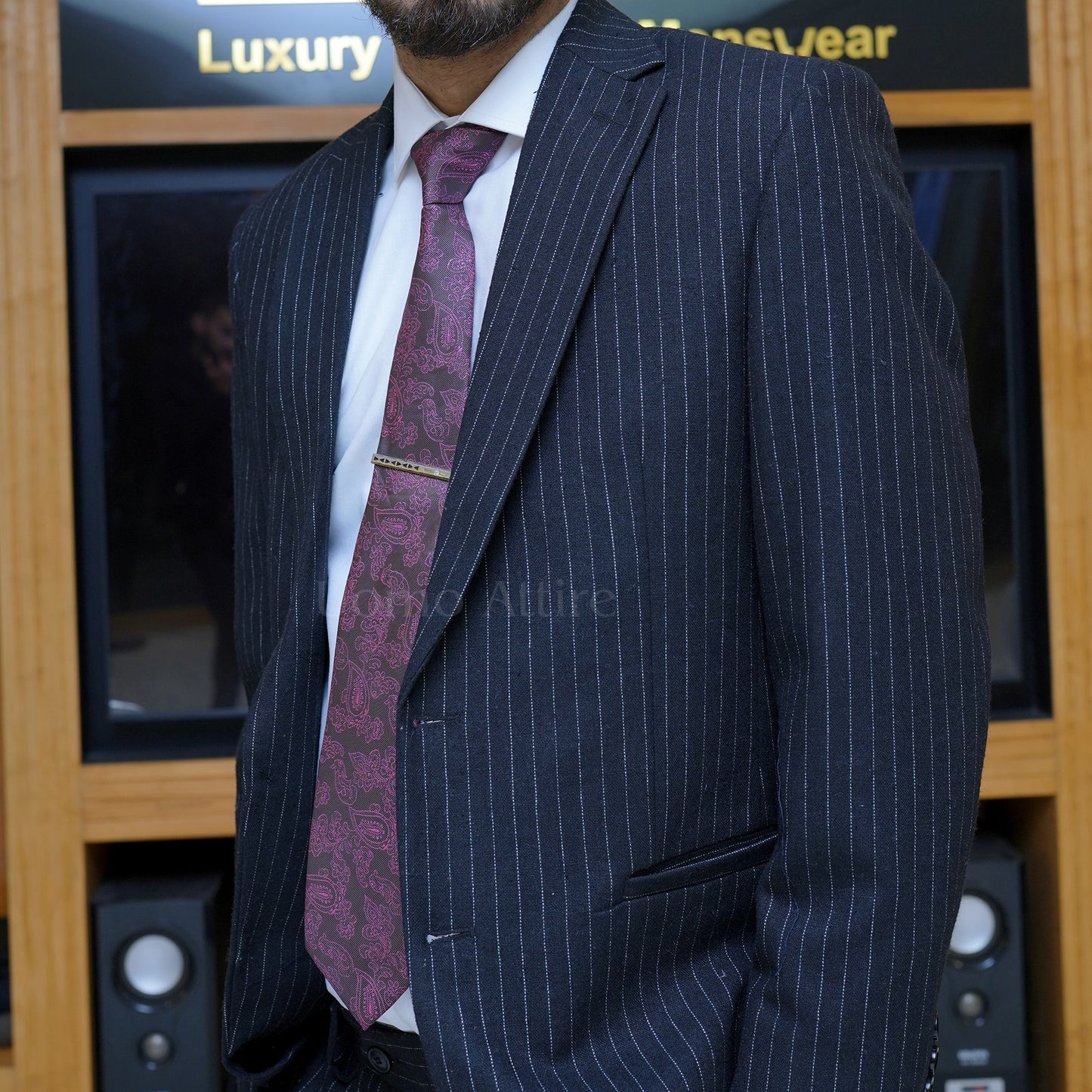 
                  
                    Black Pinstripe Suit Mens – Luxury Slim Fit Groom & Formal Wear
                  
                