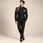 Luxurious Black Prince Coat for Men
