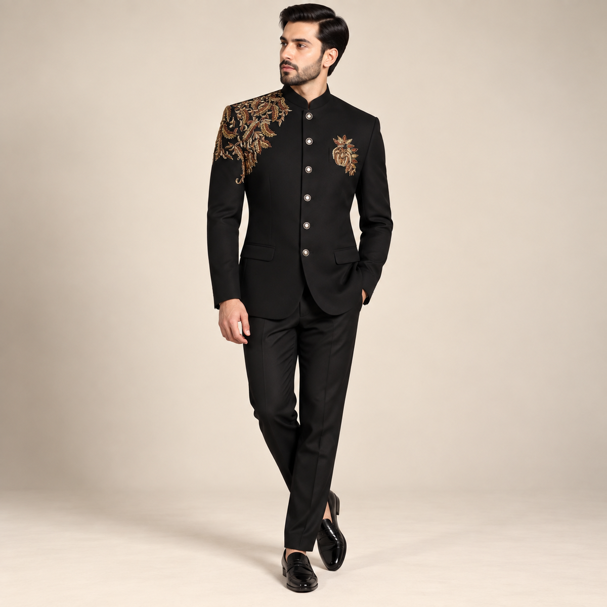 Luxurious Black Prince Coat for Men
