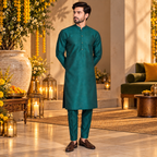 Kurta pajama design for mehndi in raw silk fabric
