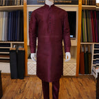 Solid maroon kurta pajama design for men