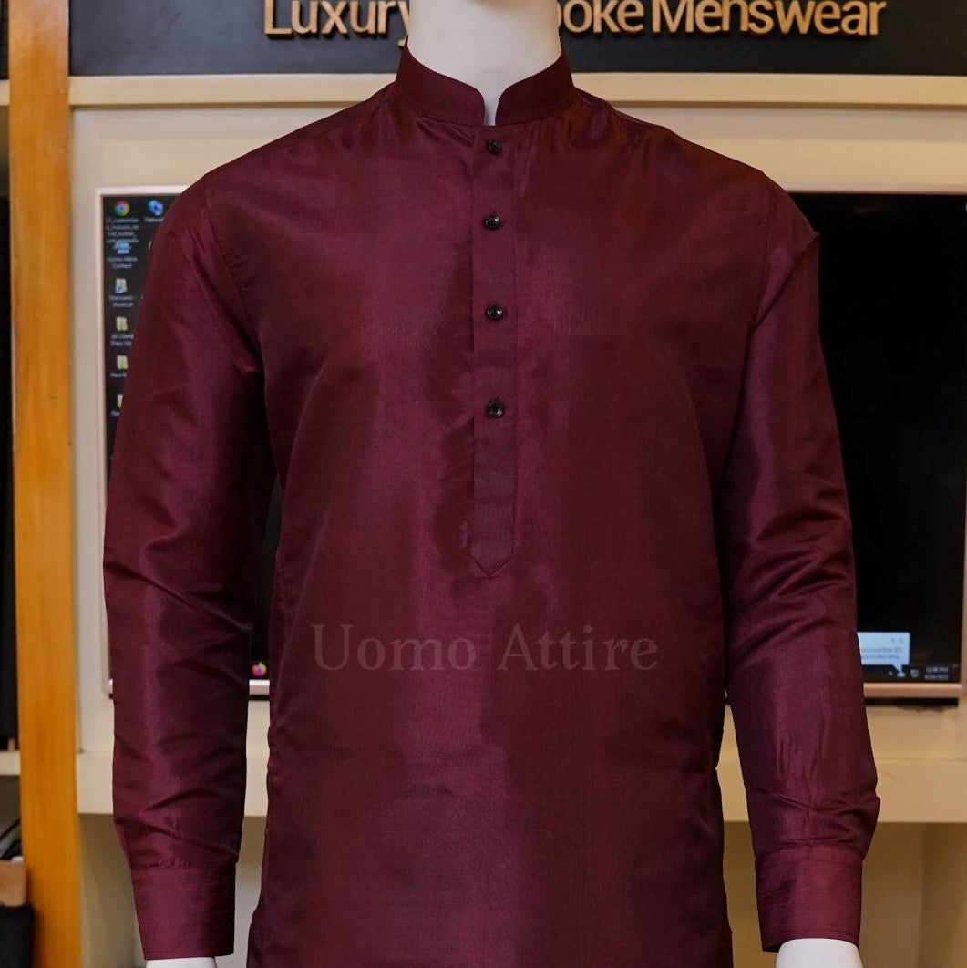 
                  
                    Solid maroon kurta pajama design for men 2
                  
                