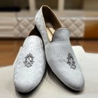 Men's Luxury Silver Embroidered Formal Shoes – Premium Groom Shoes