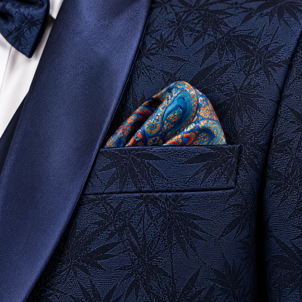 Luxury Navy Blue Self-Textured Three-Piece Tuxedo for Men | Premium Designer Wedding & Formal Wear – Uomo Attire
