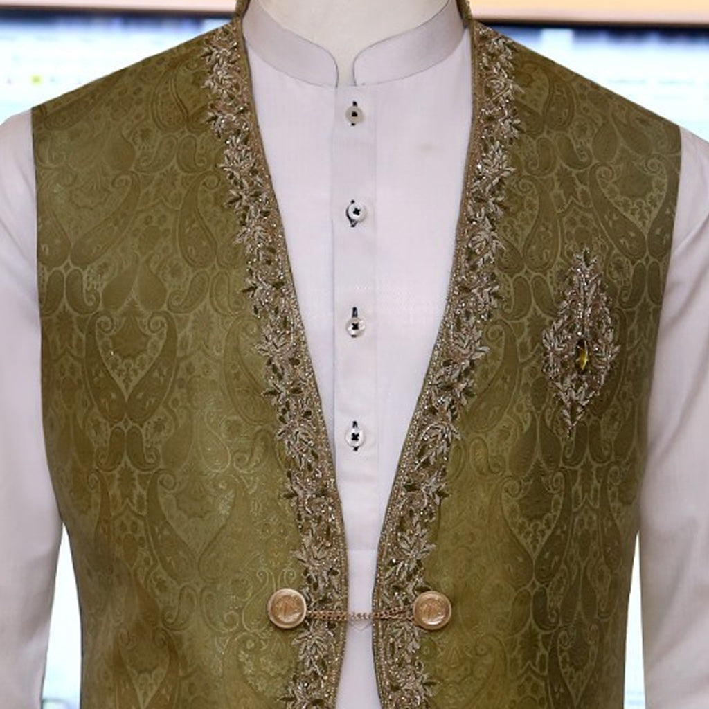 Gilet Mehndi en forme de D à micro-ornements