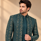 EMERALD REGAL EMBROIDERED BANDHGALA SUIT