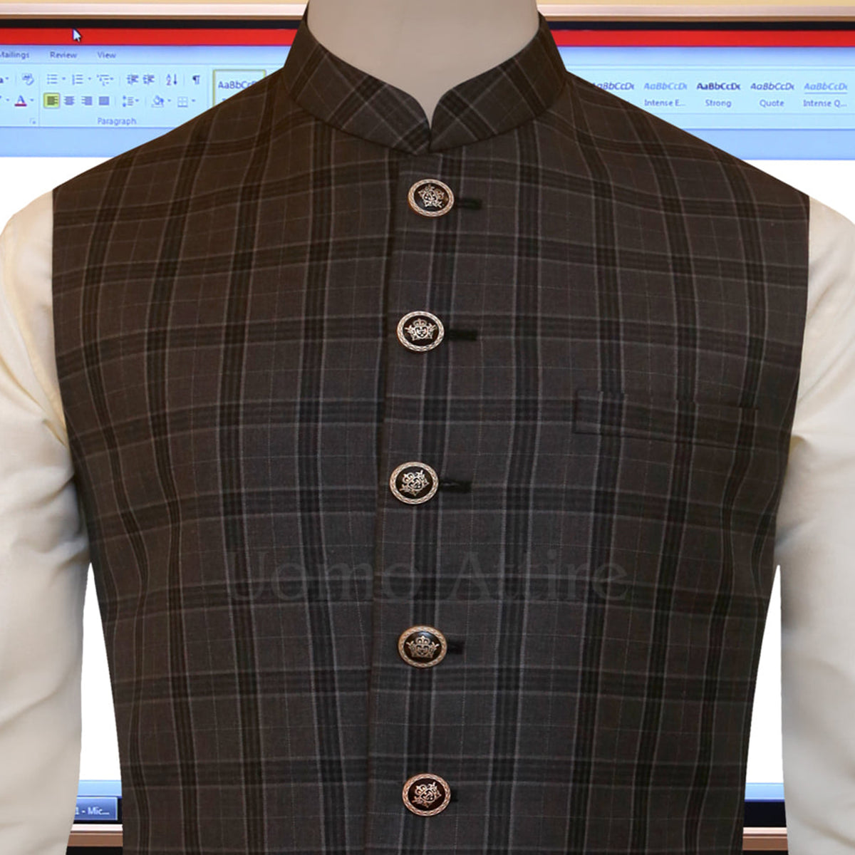 Tropical windowpane customized waistcoat