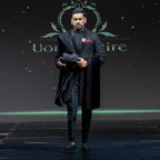 Men's Luxury Black Velvet Embroidered Sherwani with Shawl & Turban