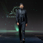 Men's Luxury Black Embellished Shoulder Tuxedo with Cummerbund & Bow Tie