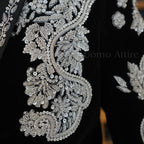 Men's Luxury Black Velvet Embroidered Tuxedo 2-Piece Suit