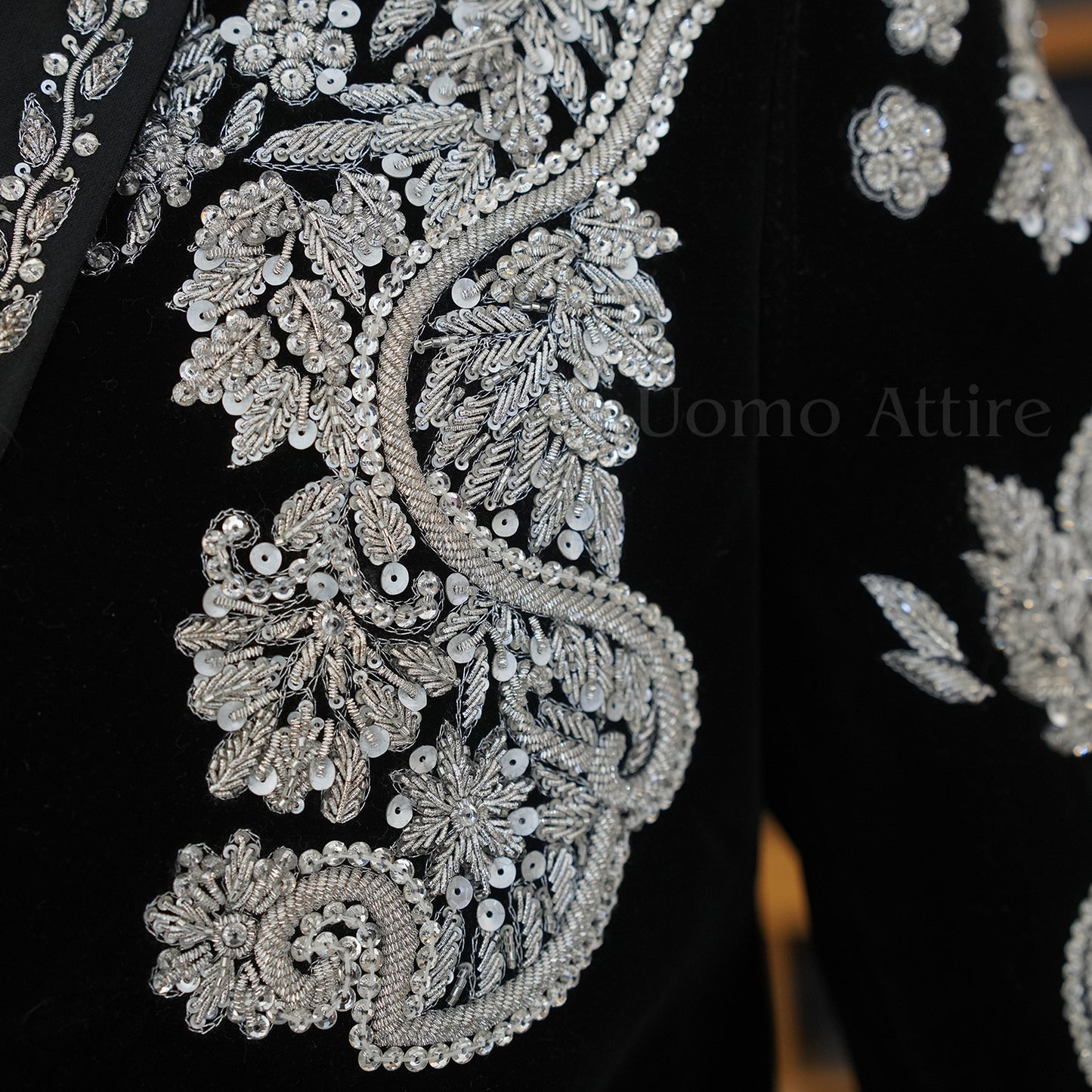 
                  
                    Men's Luxury Black Velvet Embroidered Tuxedo 2-Piece Suit
                  
                