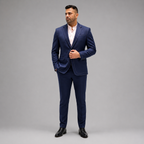 Wahab Riaz Pakistani Legend Fast Bowler wearing Navy Blue 2 Piece Suit for Men in Australian Heritage Wool
