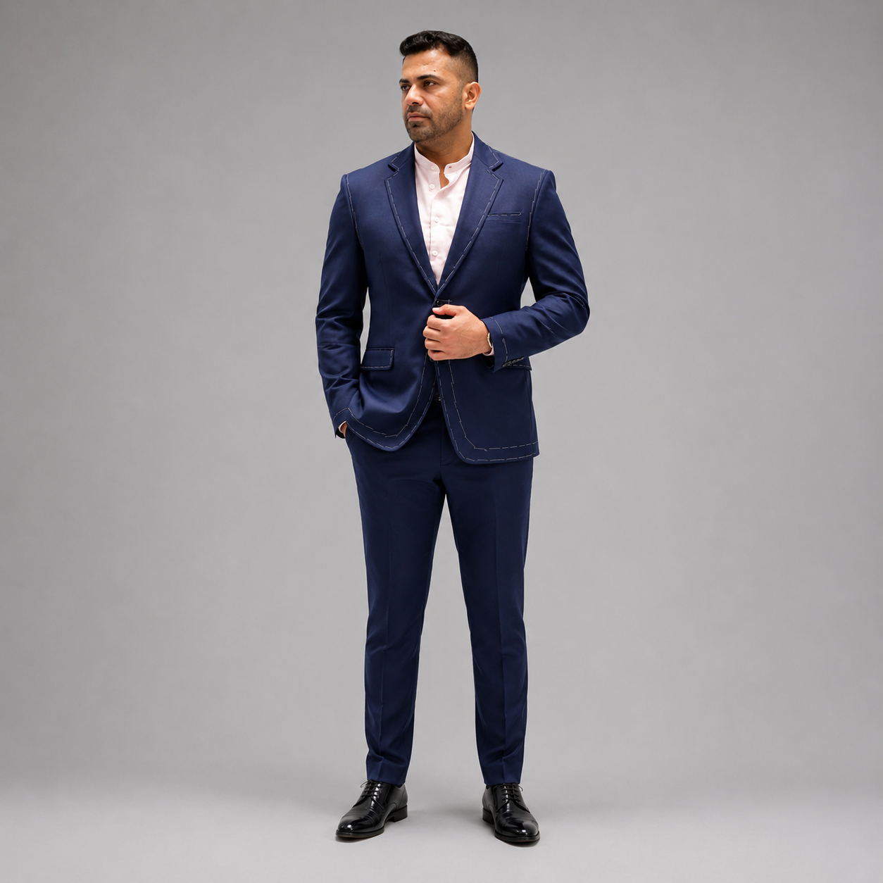 
                  
                    Wahab Riaz Pakistani Legend Fast Bowler wearing Navy Blue 2 Piece Suit for Men in Australian Heritage Wool
                  
                