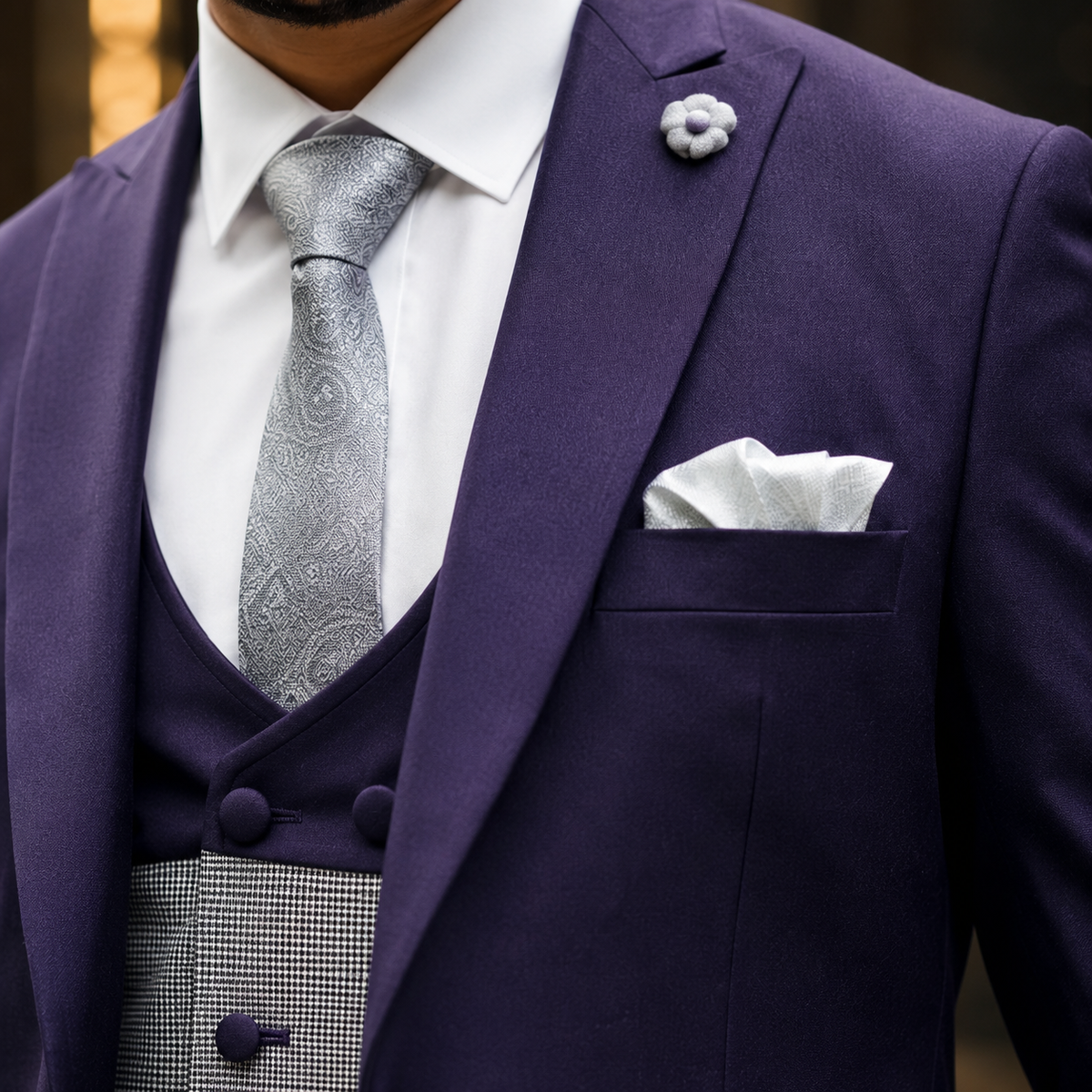 Deep Plum Super 180's Cashmere 3-Piece Suit Worn by Mr. Kamal Haider