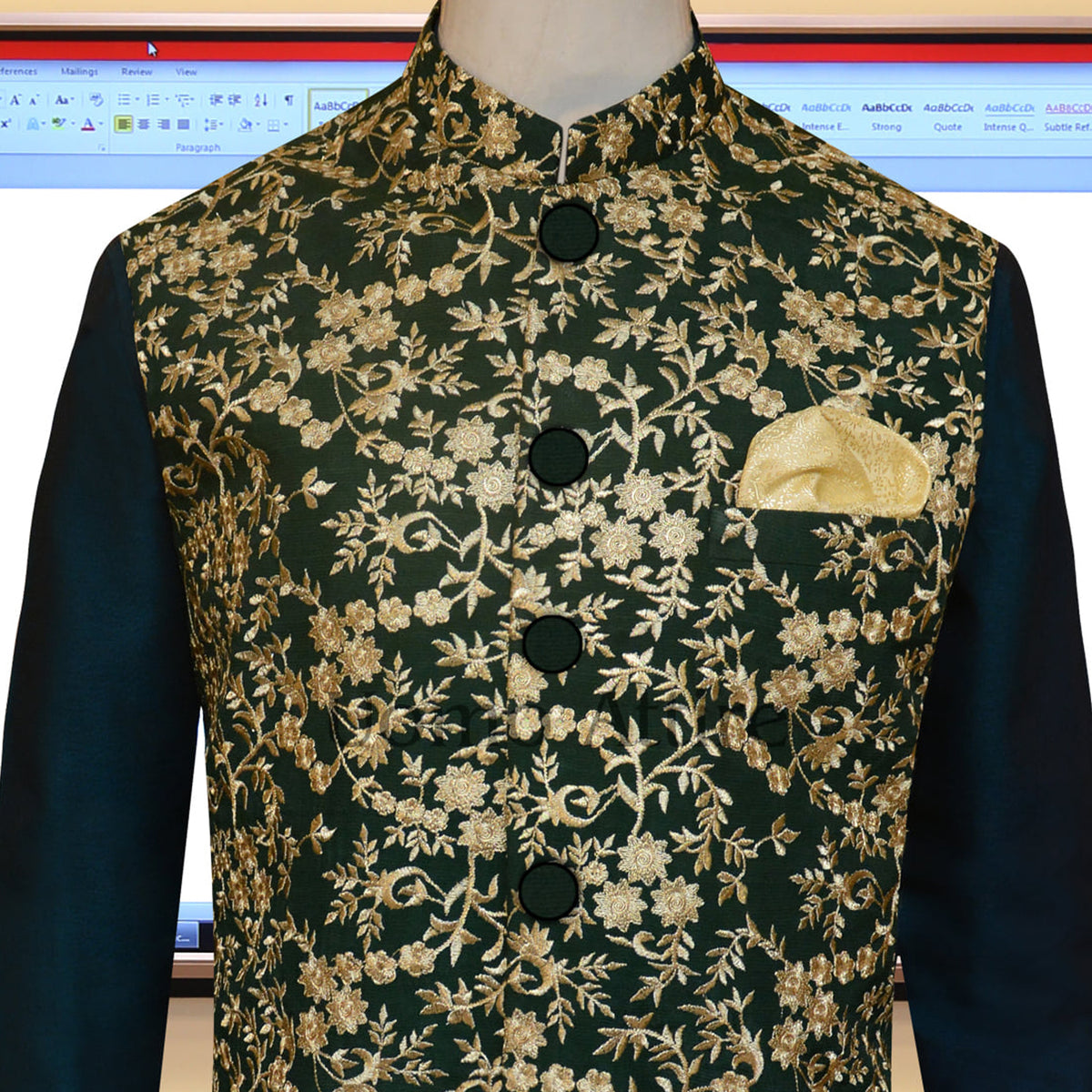 Deep geen customized embroidered waistcoat and suit