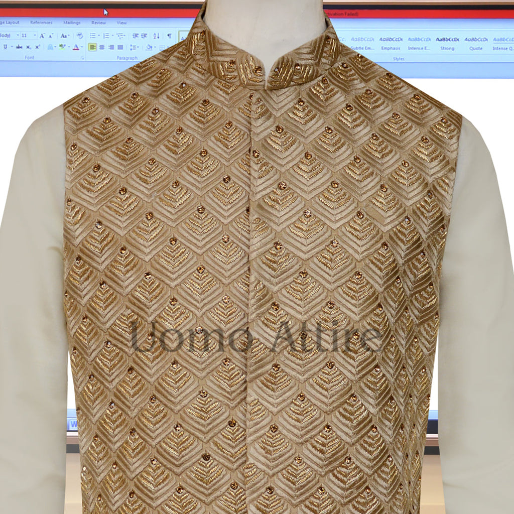 Golden fully embroidered & embellished waistcoat