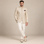 Manteau prince sur mesure crème pinson entièrement brodé